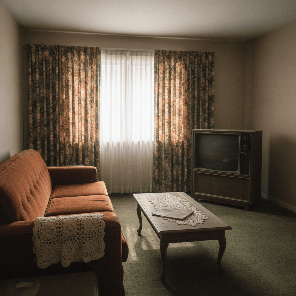 A 1970s living room left untouched — inherited property